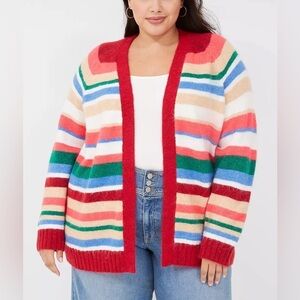 Lane Bryant Open Front Striped Cardigan 22/24